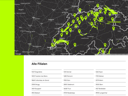 Liste des filiales avec carte interactive